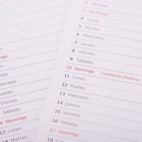 Calendario de cocina